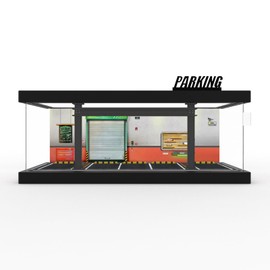 Hot Cars Wheels Display Case - 1/64 Scale Die-cast Model Car Display Case with LED Light and Acrylic Cover, Hot Diecast Wheels Parking Garage Dioramas with 9 Parking Spaces