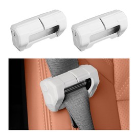SHMZK 2PCS Car Seat Belt Buckle Covers, Anti-Scratch Silicone Seatbelt Clip Protective Cover for Car Safety, Universal Seat Belt Buckle Protector for Most Vehicles, Car Accessories (White)