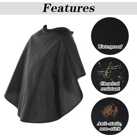 Xinjoduz 2 capas negras de maquillaje, capa corta de peluquería para mujer y hombre, resistente al agua, capa de peluquería, capa de corte de pelo, accesorios para salón y uso doméstico