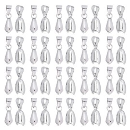 SUNNYCLUE 1 Box 120Pcs Pinch Clip Bail Clasp Pinch Bails Dangle Bead Pendant Connector Findings for Jewelry Making Buckles Charm Connection Pinch Bails Necklace Bracelet Supplies Platinum Color 20mm