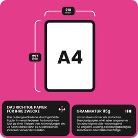 Netuno 50 Blatt Tonpapier Rot DIN A4 210× 297 mm 115g Sirio Color Lampone rotes Bastelpapier Kreativpapier Weihnachten Hochzeit Geburtstag Einladungen Bastelbogen rot Feinpapier farbig bedruckbar