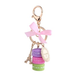Pssopp Key Ring Colorful Alloy Macaroon Keychain Eiffel Tower Key Pendant Cute Decoration for Key and Bags(13 * 5 * 4cm-)