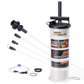 FOUR UNCLES 6.5L Manual Oil Extractor Pump for Automotive, Vacumm Fluid Extractor with Pump Tank Remover & 4 Tubes for Oil Change and a Brake Bleeder Hose for Brake Fluid Change
