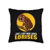 Just a Boy who Loves Lorises Loris Throw Pillow