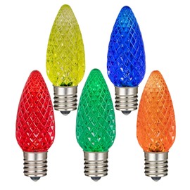 Novelty Lights 25PK C9 LED Faceted Ultra Bright Dimmable Outdoor Christmas Light Replacement Bulbs LED Replacement Bulbs, Led Bulbs, Outdoor Light Bulbs String Light Bulbs (Multicolor)