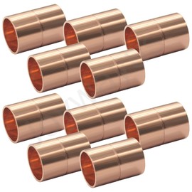 Joywayus 10PCS 1/4" ID Copper Coupling with Dimple Stop Straight Sweat Pipe Fitting Pressure Plumbing Solder Connection