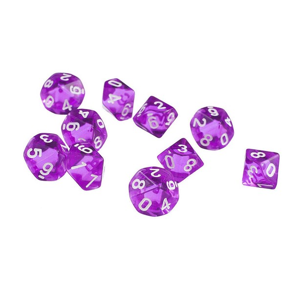 Yiotfandoll 10PCS Polyhedral Dice D10 Dice 16mm Acrylic 10 Sided