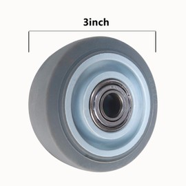 2-Pack Heavy Duty PU Caster Wheels with Bearings – Replacement Plate Mount Wheels for Hand Trucks, Platform Carts, Shelves & Industrial Utility Dollies (Grey, 3inch)