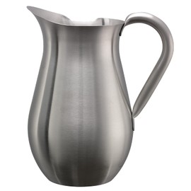 Service Ideas WPB2BSNG Water and Cold Beverage Pitcher, No Ice Guard, Bell Shaped, 2 Liter (66.6 ounces), Dishwasher Safe, Brushed Stainless Steel