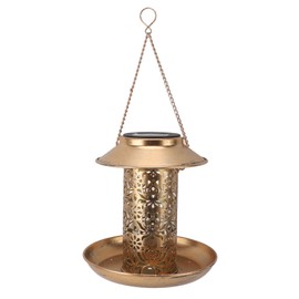 Outdoor Bird Feeder Solar Powered Hanging Lighthouse Decor Metal for Patio Garden Standard Type