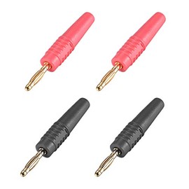 sourcing map 4 x 2 mm Banana Speaker Plug Cable Screws Connectors 10 A Jack Connector Black Red