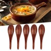 5pcs Wooden Spoon Fish Shaped Hand Carved Old Paint Color