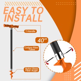 itayak Boat Sand Anchor, 40" Shallow Water Anchor for Kayak and PWC, High-Strength Carbon Fiber Tubes, Nylon Glass Fiber Auger, Orange (6.6FT Long Line-Buoy Set Included)