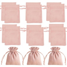 Ljxyloog 30 Pack Velvet Pouches with Drawstring Bags 7 x 9cm, Mini Small Cloth Jewelry Gift Packaging Bag for Wedding Candy, Party Holiday (Pink)