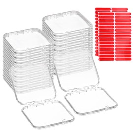 uxcell 20 Pcs Press on Nail Storage Box with Adhesive Double Sided Tape, Acrylic Nail Display Box for Nail Salon Home Storage Supplies, Clear