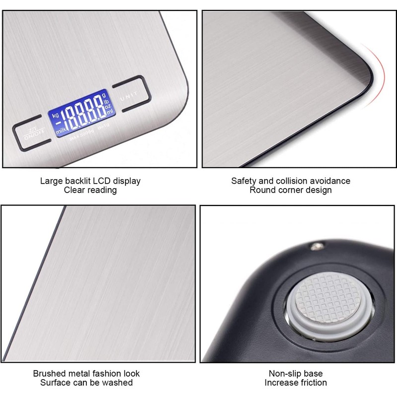 Viboos Digital Kitchen Scale, 5 kg High-Quality Stainless Steel Electronic