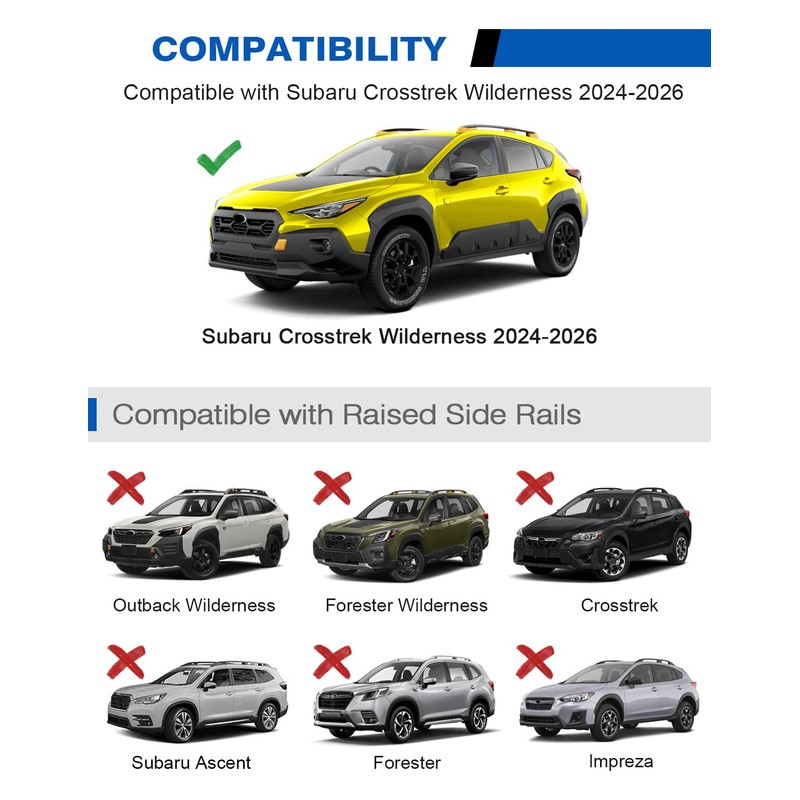 Roof Rack Cross Bars for Subaru Crosstrek Wilderness 2024-2026
