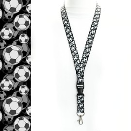 Neck Strap with Metal Clip for Card Holder 1 Football Black