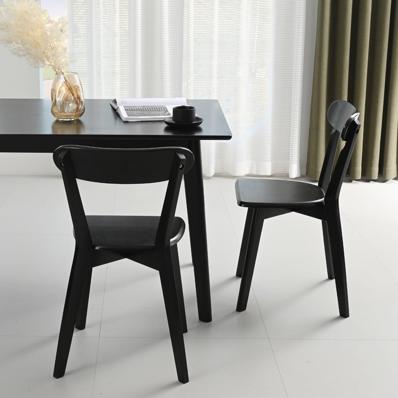 DELAVIN Soild Wood Dining Chairs Set of 2, Oak Wood