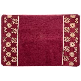 Popular Bath Bath Rug, Vlegant Rosa Collection, Burgundy/Gold