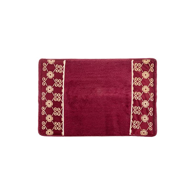 Popular Bath Bath Rug, Vlegant Rosa Collection, Burgundy/Gold
