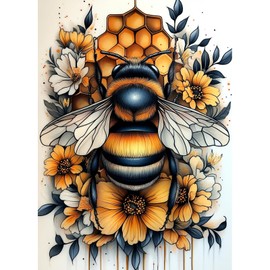 NEWENMO Bee Diamond Painting Kits for Adults,5D DIY Flowers Diamond Art Kits Full Drill Gem Art Diamond Dots Perfect for Beginner,Hobbies And Home Wall Decor 30×40 cm