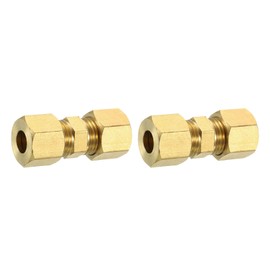 uxcell 2Pcs Brass Compression Tube Fitting, 12mm Tube OD Connector, NPT Thread Compression Union Connectors & Compression Sleeves Ferrules, Brass Straight Coupling Adapter