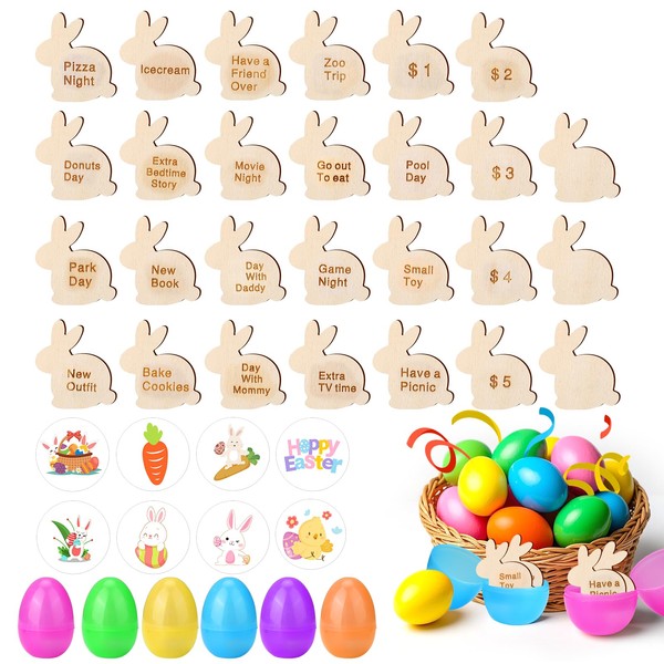 BUSOHA 27 Pack Easter Egg Tokens Set with Plastic Eggs