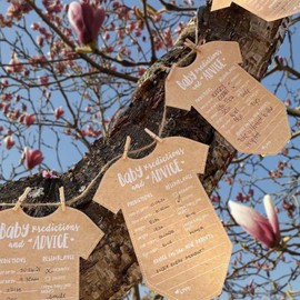 Amazleer 25 Pcs Baby Prediction Cards Set, Vellum Baby Shower Advice Cards, Baby Gender Reveal Gifts Cards for Baby Shower Decorations, Party Favour Supplies (25)