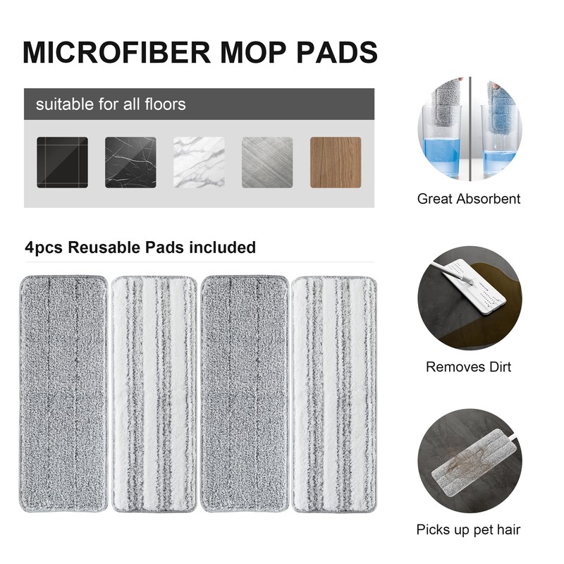 BOSHENG Mop and Bucket with Wringer Set, Flat Floor Mop