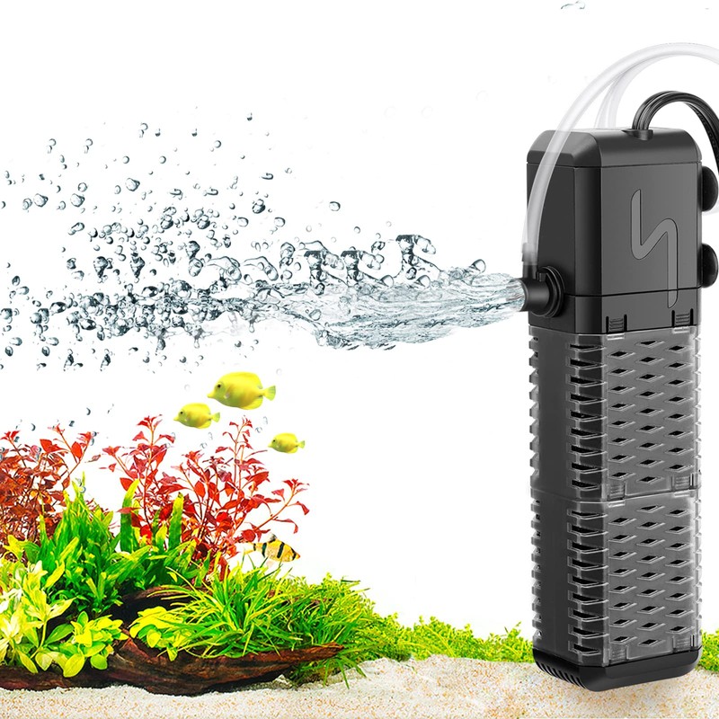 AQQA Aquarium Filter, Submersible Power Fish Tank Filter with Rainwater