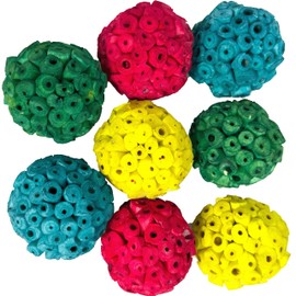 Mandarin Bird Toys by M&M 5201 Small Rainbow Sola Balls Pk8 - Natural Sola Wood Colorful Ball Foot Toys, Handmade Chewable Spheres, Pet Safe, Bright Assorted Colors, Great Fun for Sm to Med Size Birds