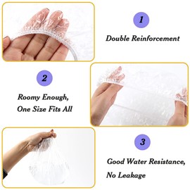 Sent Hair Shower Cap 30 Pcs Disposable Plastic Bath Cap Waterproof Spa Shower Cap XLarge Bathing Hair Caps for Women,Travel,Home Use,Hair Salon