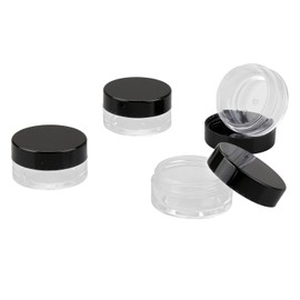 Tabanzhe 4PCS 10 Gram Sample Pots,Travel Clear Cosmetic Containers Jars with Black Lids,Leakproof Mini Travel Bottles Pots for Toiletries Cream Lotions Eye Shadow Nail Powder Makeup