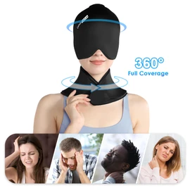 ComfiTECH Cold Cap and Neck Ice Pack Wrap Gel Combo, Care Package for Head and Cervical, Medium