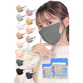 [MaskMore] マスクモア 3Dマスク 冷感マスク 不織布 立体 不織布マスク 立体マスク 小顔マスク 丸顔タイプ バイカラー おしゃれ カラーマスク 花粉症対策 20枚入り グレー