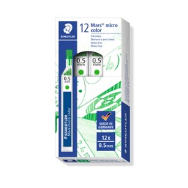 Staedtler Mars Micro Color 25405-5 0.5mm Mechanical Pencil Lead - Green (Pack of 12 Tubes - 144 Leads)