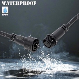 QOFOWIN 2 Wire Waterproof Connector, 2Pin Male Female Plug LED Connector,with 16AWG IP68 20CM Extension Cable for Car, Boat,Truck,Indoor/Outdoor LED Strip Lights(2Pin 5Pairs)