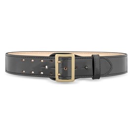 Dutyman 2-1/4" Hi-Gloss Leather Sam Browne 2-Row Stitch Duty Belt with Gold Buckle - Size 36 - Premium Clarino Leather