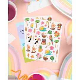 xo, Fetti Tropical Island Temporary Tattoos - 60 Gold Foil Pcs | Hawaiian Birthday Accessory, Bachelorette Luau Party Favor, Cute Kids Activity