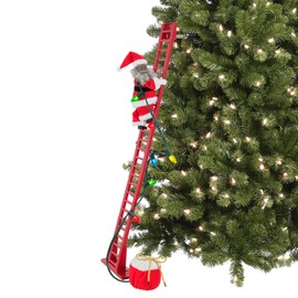 Mr. Christmas 37221 Super Climbing African American Santa Holiday Decoration, 40-inch, Red