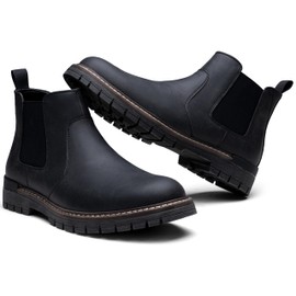 Jousen Men's Boots Casual Mens Slip On Boots Ankle Chelsea Boots for Men (AMY8400A black 09.5)