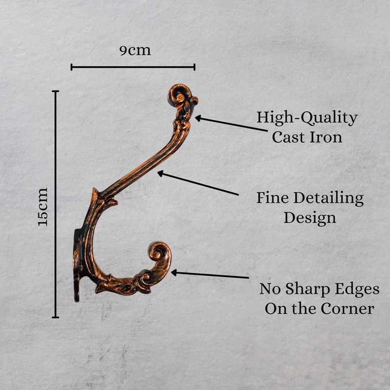 AYZCORP Set of 3 Cast Iron Antique Design Coat Hooks
