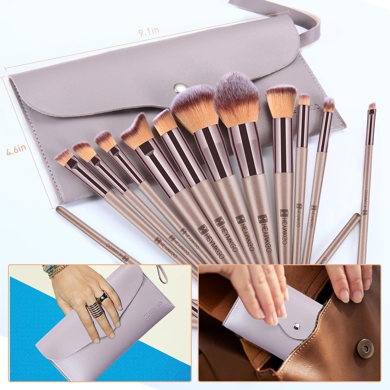 HEYMKGO Makeup Brush Set, Professional Make Up Brush Set, 15