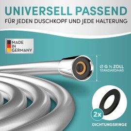 Engelbach® Shower Hose 1.6 m with Double Twist Protection, Plastic Shower Hose, Flexible and Kink Resistant, Universal ½ Inch Connection Size, Made in Germany