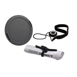 Lens Cap Side Pinch (77mm) + Lens Cap Holder + Nwv Direct Microfiber Cleaning Cloth for Nikon D300