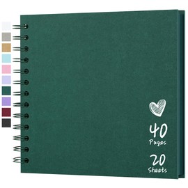 Hiwhy Photo Album Scrapbook 18 x 18 cm 20 Sheets DIY Scrapbook Hard Kraft Paper Baby Memory Book Family Birthday Wedding Anniversary Scrapbook, Green
