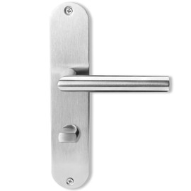 lockzz Door Handle Set Nuremberg, Stainless Steel, Door Fitting for Bathroom Doors, Long Plate, L Shape, Toilet - Bathroom