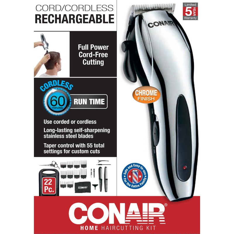 ConairMAN Hair Clippers for Men, 22-Piece Corded or Cordless Home