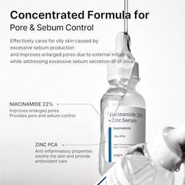 Sérum Facial Con Niacinamida Al 22 Y Zinc, Reduce Los Poros, Minimiza El Acné, Equilibra La Piel Y Reduce Los Poros. Cuidado De La Piel Coreano. 30...